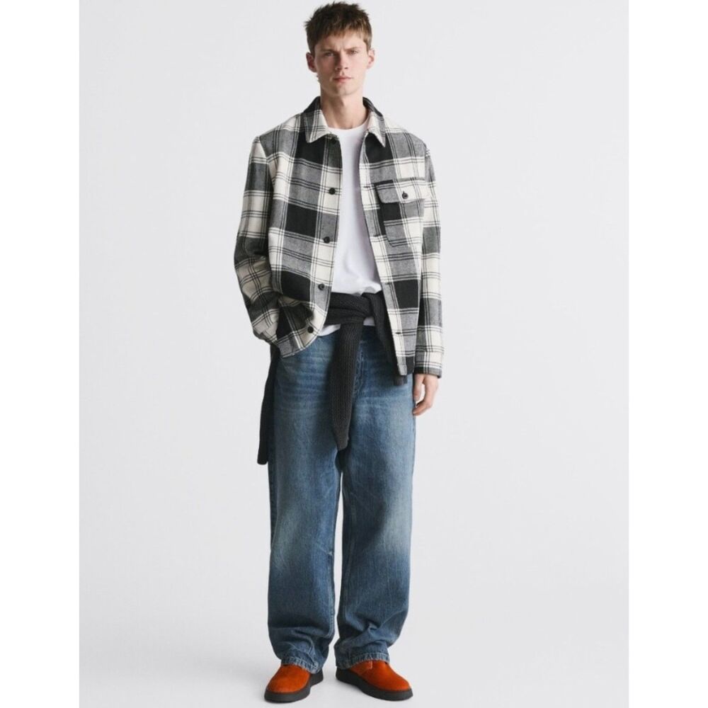 Zara Plaid Overshirt Button Down Outerwear Jacket